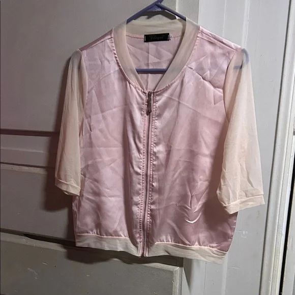 Pink Sheer Zip-Up Jacket - Picture 1 of 2
